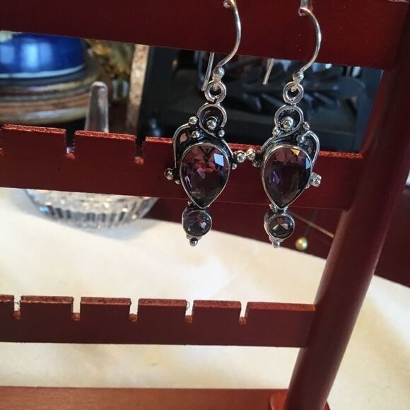 NWOT. Sterling Silver Amethyst Earrings - Picture 14 of 16